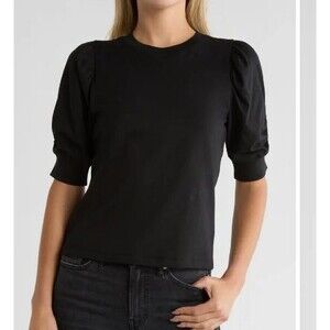 Frame The Frankie Puff Sleeve T-Shirt Black - Women's Small